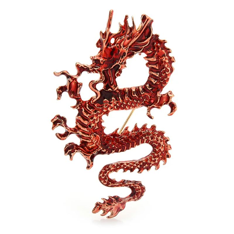 Chinese New Year Dragon Pin - Red Enamel - Click Image to Close